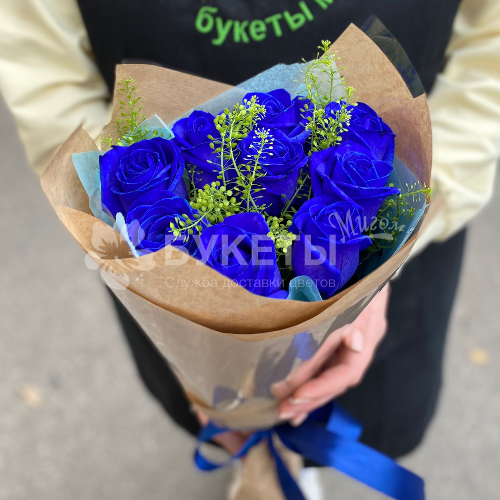 Букет из 9 синих роз